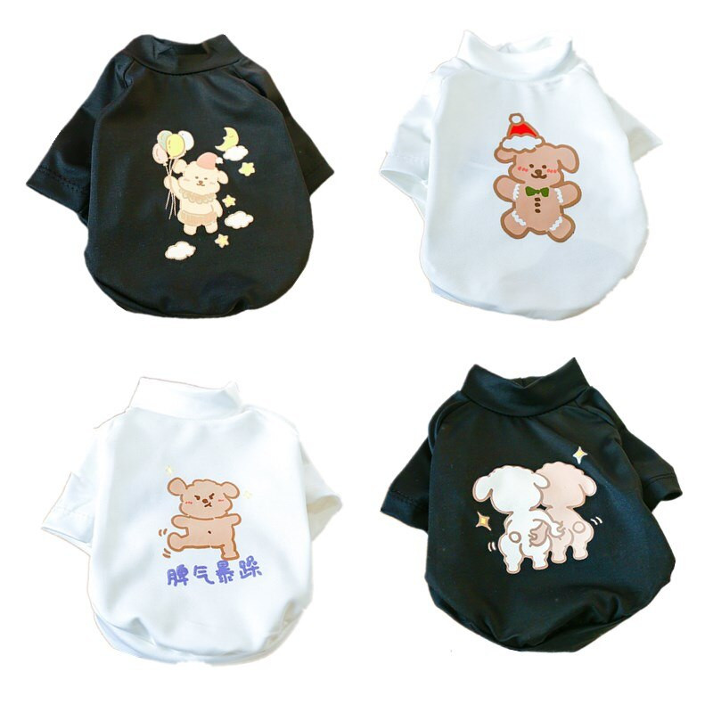 Haine pentru câini pentru animale de companie Imprimare cu desene animate primăvară vară Nou confortabil Teddy Bichon Tricou fluorescent pentru câini de talie mică și mijlocie XS-XL