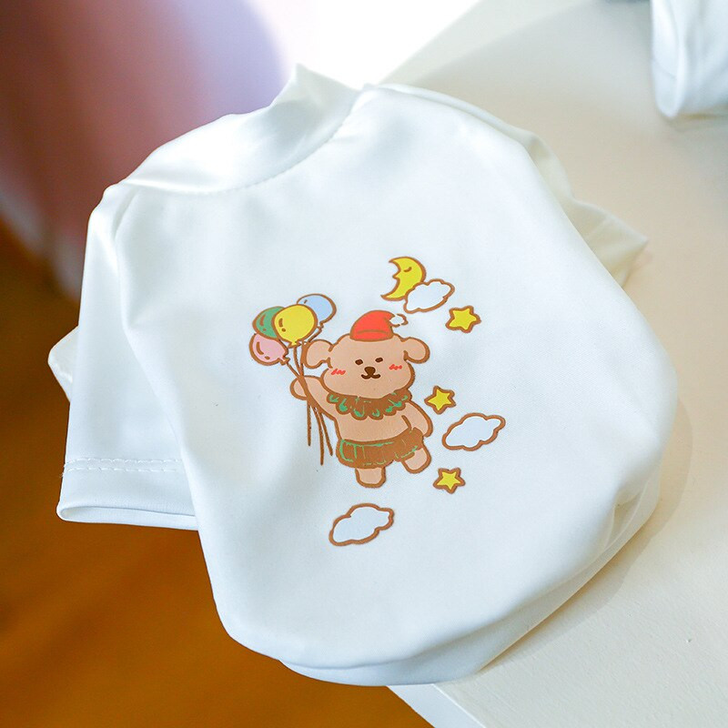 Haine pentru câini pentru animale de companie Imprimare cu desene animate primăvară vară Nou confortabil Teddy Bichon Tricou fluorescent pentru câini de talie mică și mijlocie XS-XL