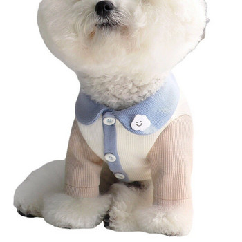 Smiley πουκάμισα Ρούχα για σκύλους Χαριτωμένο πουκάμισο για σκύλους Ρούχα για κατοικίδια Μικρές ανοιξιάτικες καλοκαιρινές βαμβακερές μασκότες με τύπωμα μπλε αγόρι