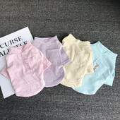 Cămașă cu fundul câinelui pentru animale de companie Buzunar în dungi de culoare bumbac Cu două picioare Guler pe jumătate înalt Teddy Yorkshire Haine malteză Cămașă pentru câine