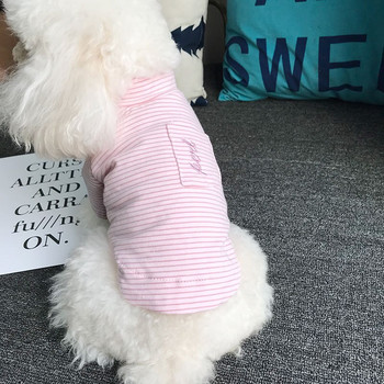Риза с долнище за домашни кучета Риза с памучни цветни райета с джоб с две крака и полувисока яка Теди Риза за йоркширско малтийско болонче за кучета