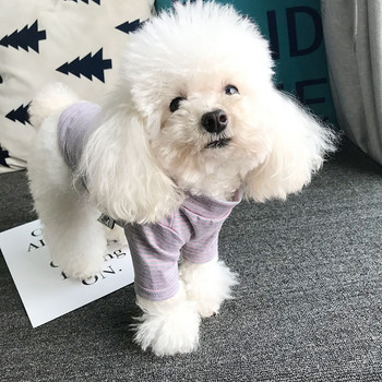 Πουκάμισο με κάτω μέρος για σκύλους κατοικίδιων ζώων Βαμβακερό χρώμα με ριγέ τσέπη με δύο πόδια μισό ψηλό γιακά Teddy Yorkshire Maltese Ρούχα πουκάμισο σκύλου