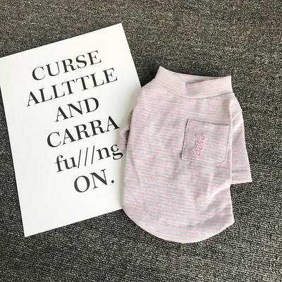 Cămașă cu fundul câinelui pentru animale de companie Buzunar în dungi de culoare bumbac Cu două picioare Guler pe jumătate înalt Teddy Yorkshire Haine malteză Cămașă pentru câine