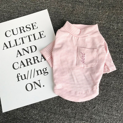 Cămașă cu fundul câinelui pentru animale de companie Buzunar în dungi de culoare bumbac Cu două picioare Guler pe jumătate înalt Teddy Yorkshire Haine malteză Cămașă pentru câine