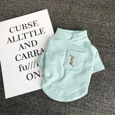 Cămașă cu fundul câinelui pentru animale de companie Buzunar în dungi de culoare bumbac Cu două picioare Guler pe jumătate înalt Teddy Yorkshire Haine malteză Cămașă pentru câine