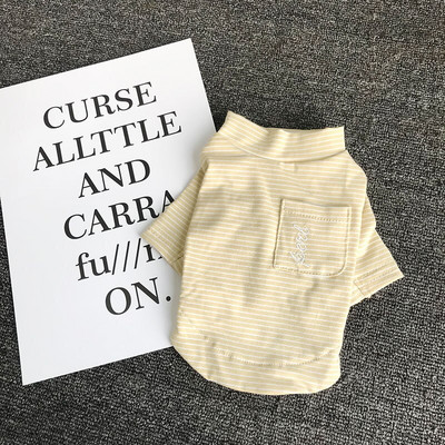 Cămașă cu fundul câinelui pentru animale de companie Buzunar în dungi de culoare bumbac Cu două picioare Guler pe jumătate înalt Teddy Yorkshire Haine malteză Cămașă pentru câine