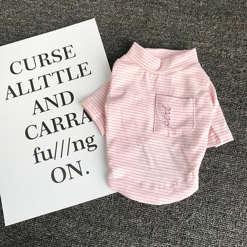 Cămașă cu fundul câinelui pentru animale de companie Buzunar în dungi de culoare bumbac Cu două picioare Guler pe jumătate înalt Teddy Yorkshire Haine malteză Cămașă pentru câine