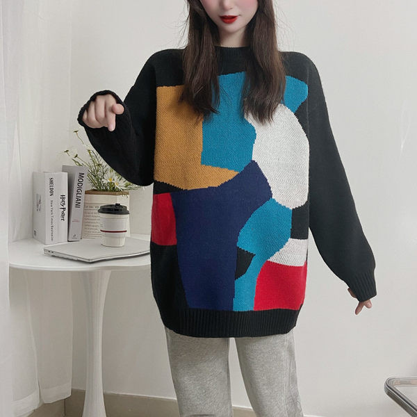 Pikkade varrukatega värviline rasedate kampsun