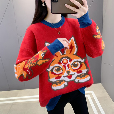 Zimný sveter s okrúhlym výstrihom pre tehotné ženy