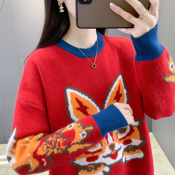 Zimný sveter s okrúhlym výstrihom pre tehotné ženy