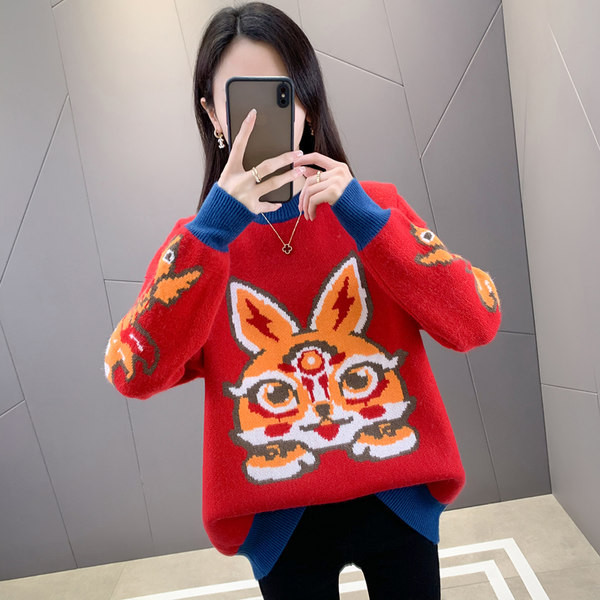 Zimný sveter s okrúhlym výstrihom pre tehotné ženy