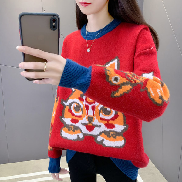 Zimný sveter s okrúhlym výstrihom pre tehotné ženy