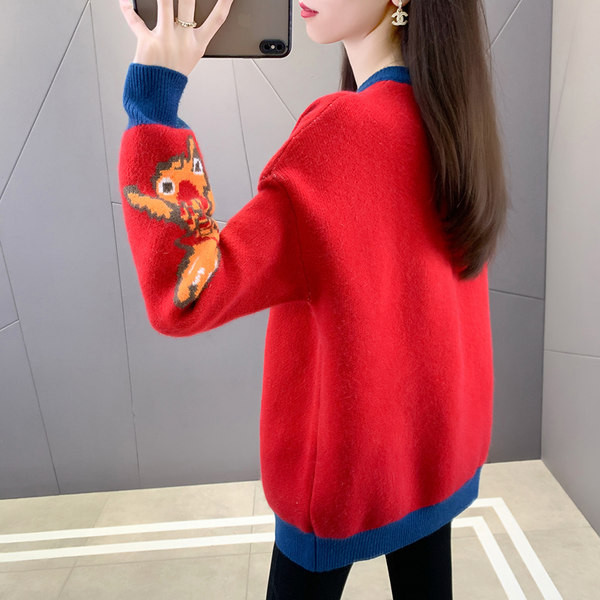 Zimný sveter s okrúhlym výstrihom pre tehotné ženy