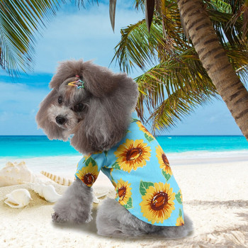 Летни тениски за кучета Дрехи Флорални плажни дрехи Жилетка Хавайски дрехи за домашни любимци Тениска за малки, средни големи кучета Котки Чихуахуа