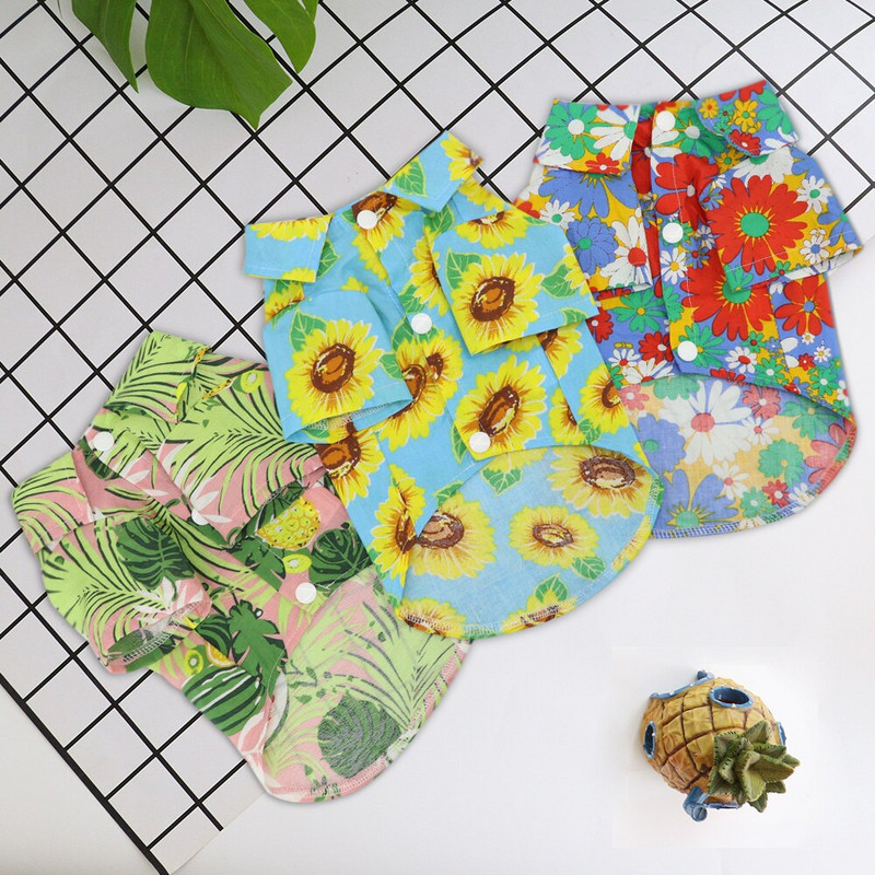 Cămăși pentru câini de vară Haine Haine cu flori de plajă Vestă Hawaiană pentru animale de companie Tricou pentru câini mici, mijlocii mari, pisici, chihuahua