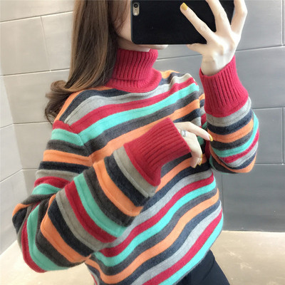 Pulover de iarnă de maternitate cu guler polo înalt