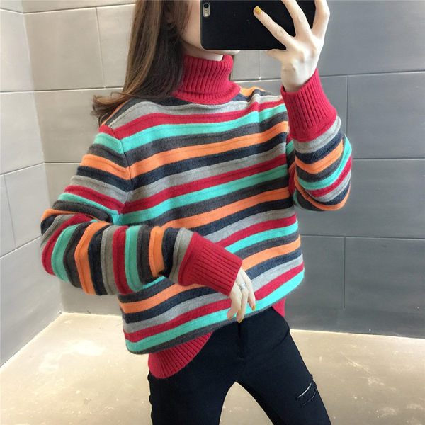 Pulover de iarnă de maternitate cu guler polo înalt