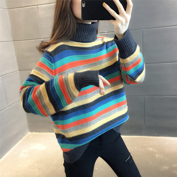 Pulover de iarnă de maternitate cu guler polo înalt