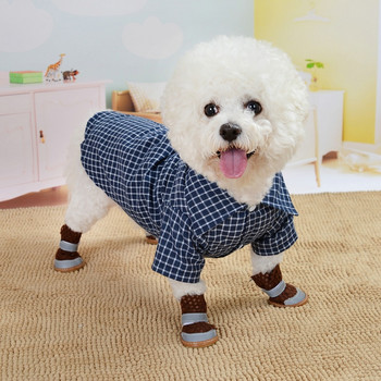 Британски стил Черна карирана риза за кучета Пролет Лято Кученца Ежедневен моден суичър Малко средно куче Чихуахуа Теди облекло