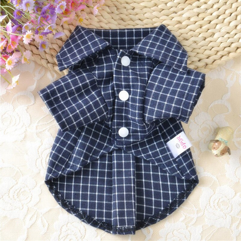 Британски стил Черна карирана риза за кучета Пролет Лято Кученца Ежедневен моден суичър Малко средно куче Чихуахуа Теди облекло