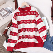 Zimný dámsky tehotenský sveter s okrúhlym výstrihom