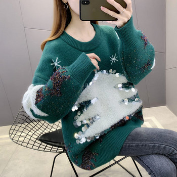 Зимен пуловер за бременни жени с пайети