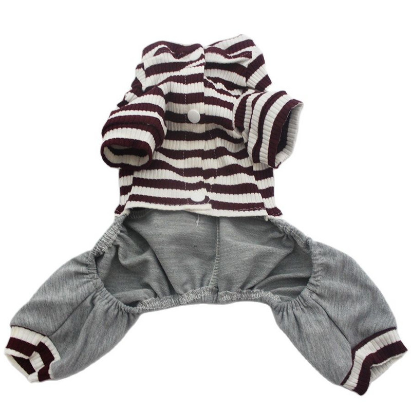 Lemmiklooma koera triibuline kampsun Romperid kassikutsika T-särk püksid kevad/suveriided 5 suurust 2 värvi