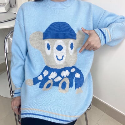 Dámsky pletený tehotenský sveter s výstrihom do O