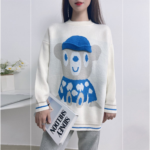 Dámsky pletený tehotenský sveter s výstrihom do O