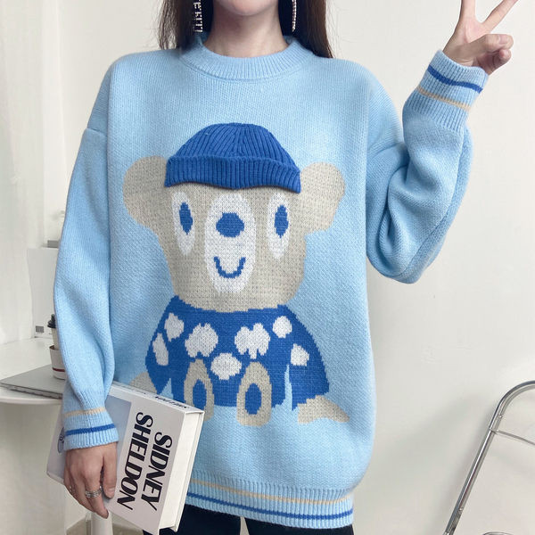 Dámsky pletený tehotenský sveter s výstrihom do O