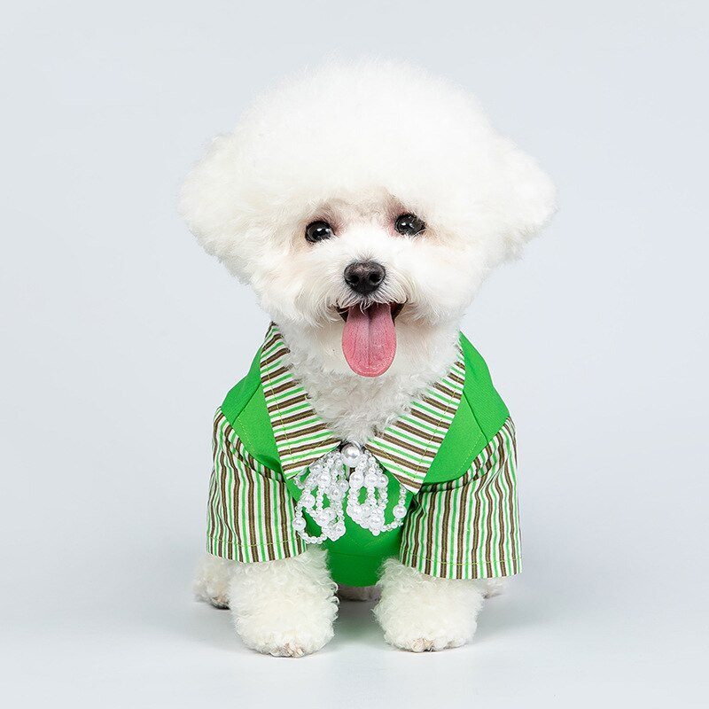 Jarné a letné pruhované tričko s motívom mačky, falošné dvojdielne tričká s motívom patchworku, francúzskeho buldočka, psov, vyšívané oblečenie