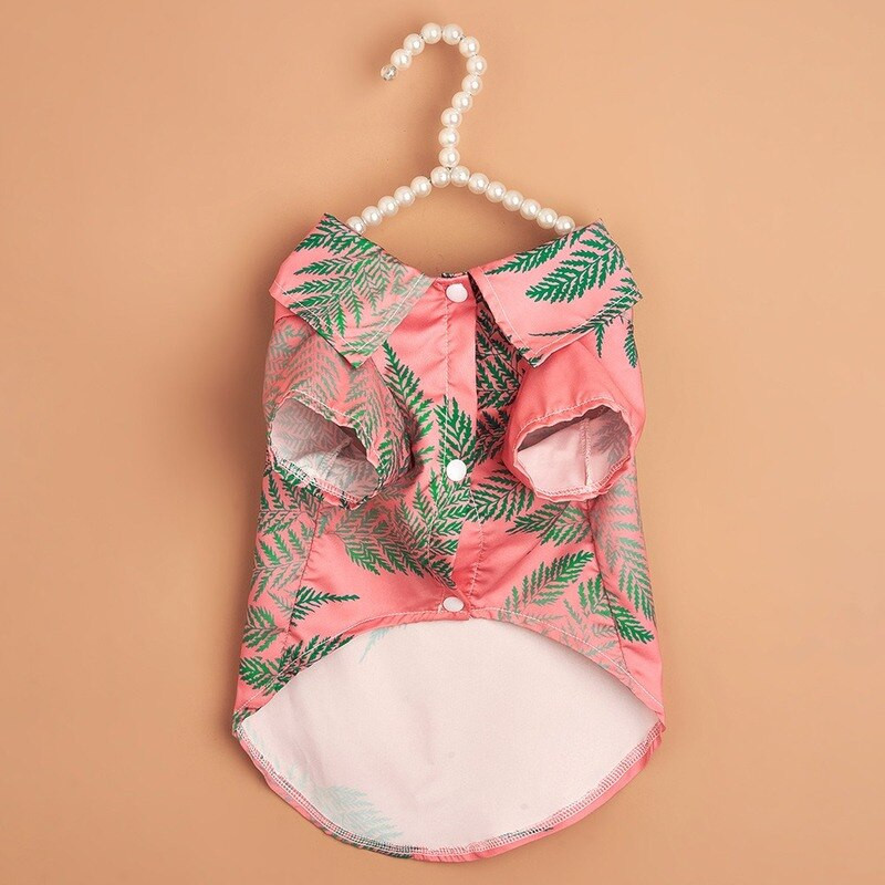 Tričko s potlačou listov, oblečenie pre psov, mačiatka, kawaii, tenké oblečenie pre malých psov, mačky, jar/leto, móda, pohodlné, bišony, domáce zvieratá