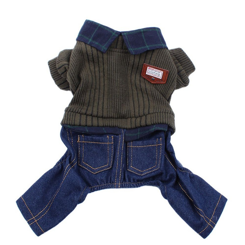 Džínsový chlapec, sveter pre psa, overal, mačka, šteniatko, kabát, bunda, košeľa, nohavice, jesenné/zimné oblečenie, 3 farby, 5 veľkostí
