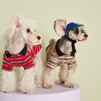 Дрехи за кучета Поло риза с червени райета Сладък костюм за домашни любимци Ризи за домашни любимци Дизайнерски дрехи за кучета Тениски за кучета Ризи за кучета за малки кучета