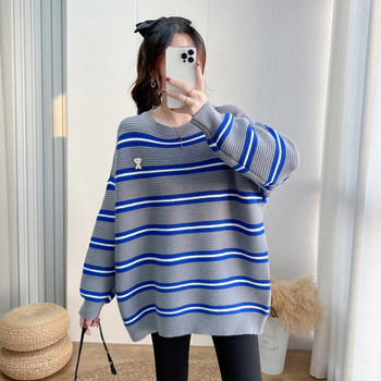 Дамски раиран пуловер за бременни жени