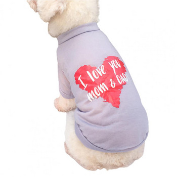 Ρούχα για κατοικίδια Βαμβακερό πουκάμισο για κατοικίδια Love Mom Dad στάμπα φούτερ για κουτάβι σκύλου 2022