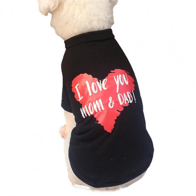 Ρούχα για κατοικίδια Βαμβακερό πουκάμισο για κατοικίδια Love Mom Dad στάμπα φούτερ για κουτάβι σκύλου 2022