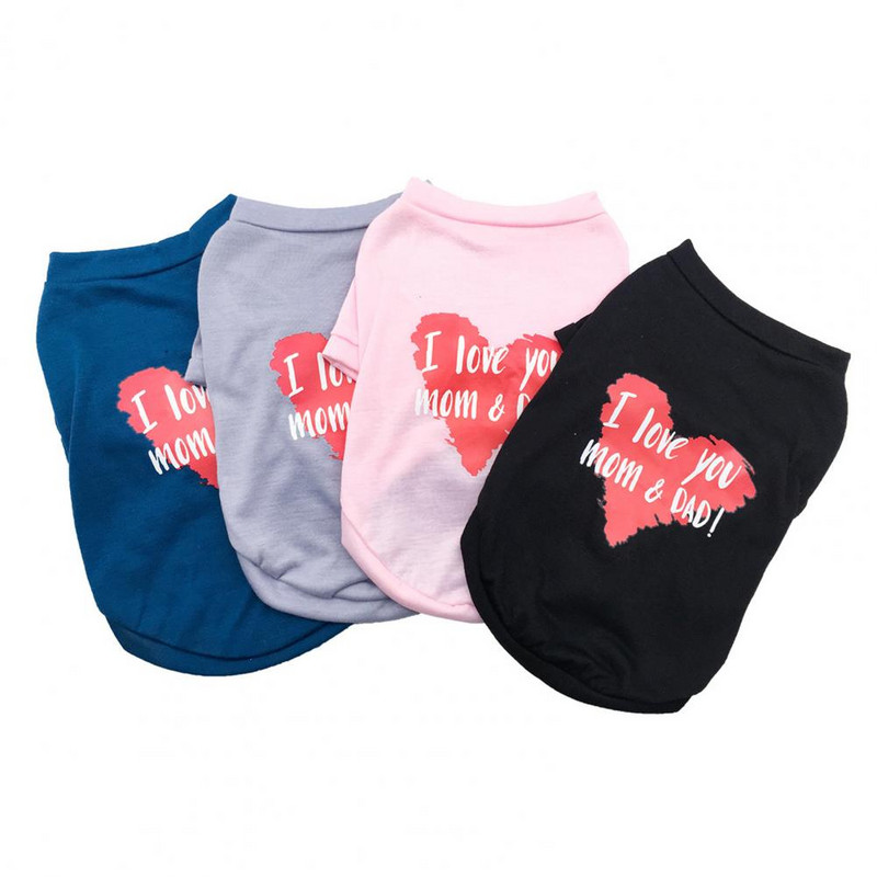 Lemmikloomade riided Puuvillane lemmikloomasärk Armastus Ema Isa Print Koera Kutsika Pusa 2022
