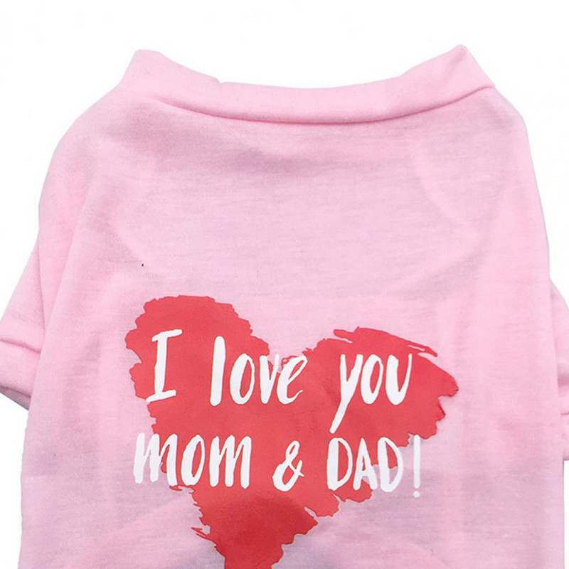 Lemmikloomade riided Puuvillane lemmikloomasärk Armastus Ema Isa Print Koera Kutsika Pusa 2022