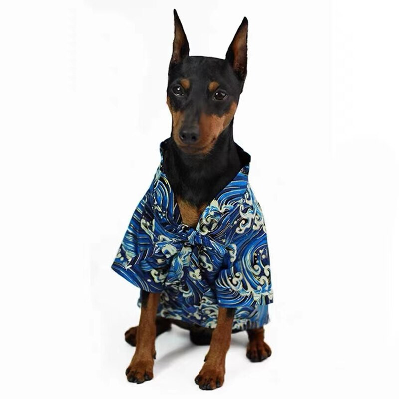 Nové japonské kimono tričko pre šteňatá, letné tričko, oblečenie pre domáce zvieratá pre malé a stredné psy, mladšie ako pinč, shiba inu, mops GZC06