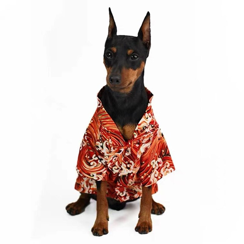 Nové japonské kimono tričko pre šteňatá, letné tričko, oblečenie pre domáce zvieratá pre malé a stredné psy, mladšie ako pinč, shiba inu, mops GZC06