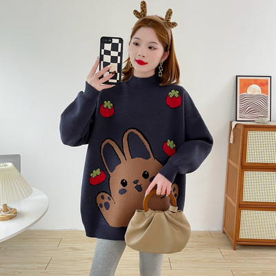 Módny dámsky široký tehotenský sveter