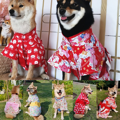 Кучешки дрехи Японско кимоно за кучешки костюми Кучешки комплекти Corgi Shiba Inu Poodle Коледа Великден за кучешки празнични костюми Cosplay