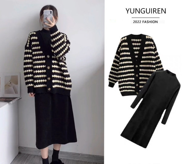 Dámsky pruhovaný kardigan s gombíkmi