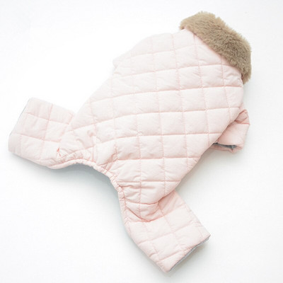 Salopetă de iarnă pentru câini, cu patru picioare, haine calde pentru câini, guler de blană, ținută pentru animale de companie, costume pentru căței, haine pentru câini de talie mică, haină, jachetă, salopetă, pantaloni