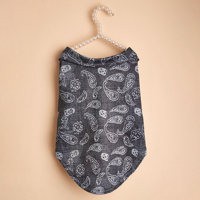 Tričko pre šteniatka, čierne, s gombíkmi, zapínaním na gombíky, nedráždivé, pre psov, v etnickom štýle, v retro štýle, s potlačou, ležérne, na dovolenku