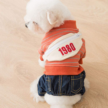 Χειμωνιάτικα ζεστά τζιν ρούχα για σκύλους Αξιολάτρευτο φούτερ και τζιν για μεσαίου μεγέθους σκύλους Puppy jumpsuit παντελόνι γάτας Chihuahua