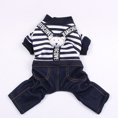 Triibuline koer kass Jumpsuit Rompers Karu Disain Lemmiklooma Kutsikas Mantel jakk Sügisriided Rõivad 5 suurust 2 värvi