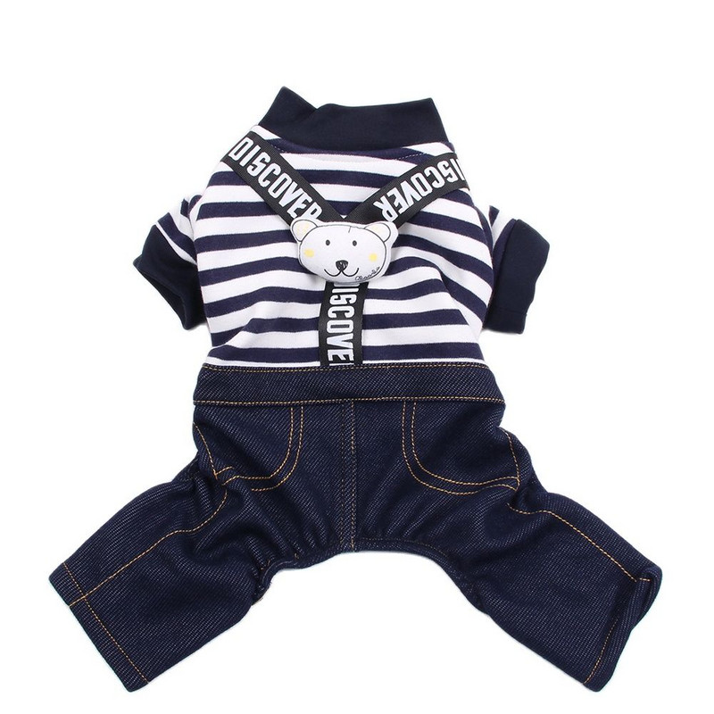 Triibuline koer kass Jumpsuit Rompers Karu Disain Lemmiklooma Kutsikas Mantel jakk Sügisriided Rõivad 5 suurust 2 värvi