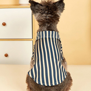 Ριγέ πουκάμισο Ρούχα σκυλιών βρετανικού στυλ Μόδα πουκάμισα Μικρά ρούχα για σκύλους Kawaii Yorkshire Breathable Thin κοστούμι Χονδρική